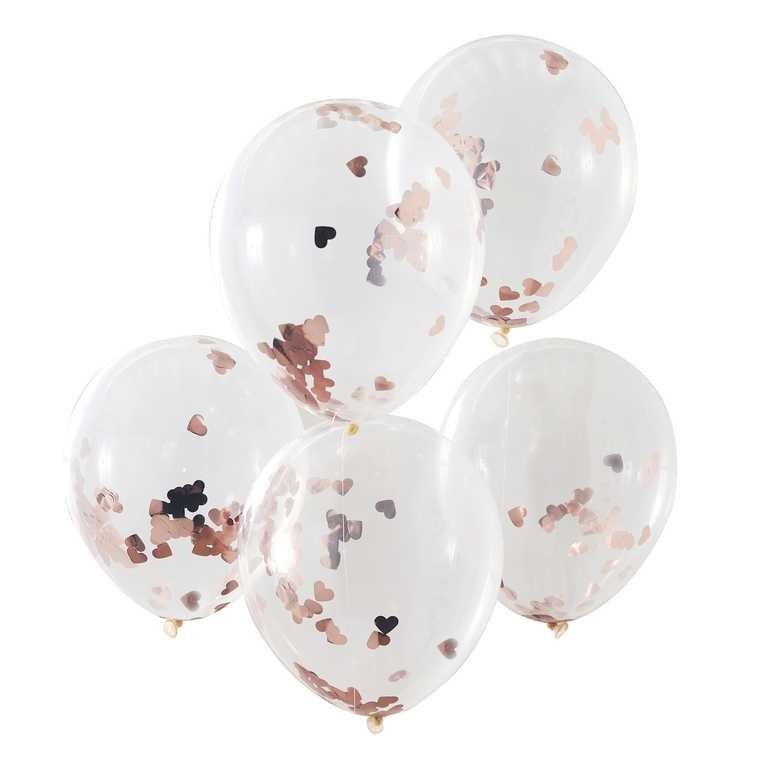 12 Inch Rose Gold Confetti Balloon (Pack of 5)