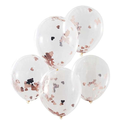 12 Inch Rose Gold Confetti Balloon (Pack of 5)