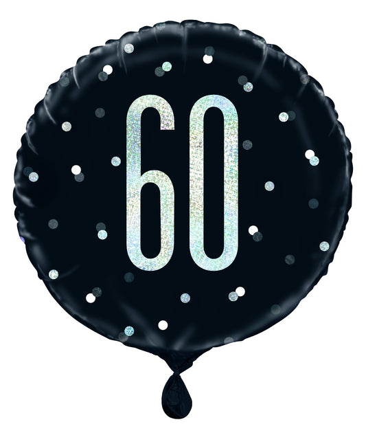 Black and Silver Prismatic 60th Foil Balloon (18 Inch)