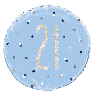 Blue and Silver Prismatic 21st Birthday Foil Balloon (18 Inch)