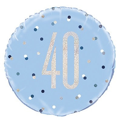 Blue and Silver Prismatic 40th Birthday Foil Balloon (18 Inch)