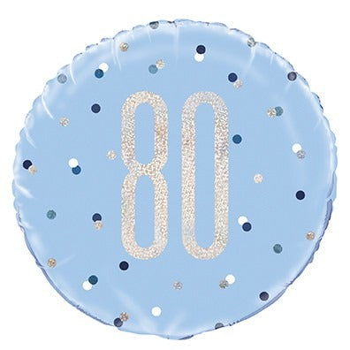 Blue and Silver Prismatic 80th Birthday Foil Balloon (18 Inch)