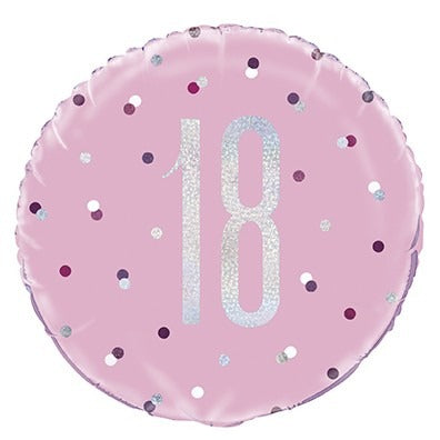 Pink and Silver Prismatic 18th Birthday Foil Balloon (18 Inch)