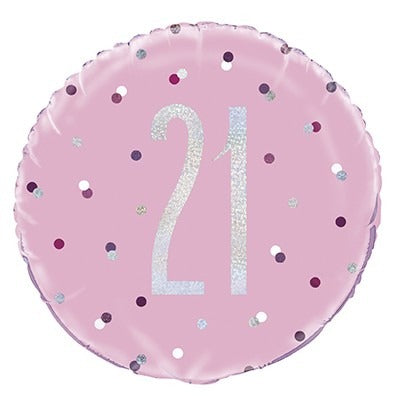 Pink and Silver Prismatic 21st Birthday Foil Balloon (18 Inch)