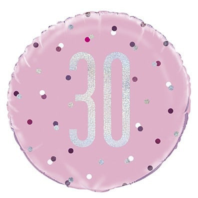 Pink and Silver Prismatic 30th Birthday Foil Balloon (18 Inch)