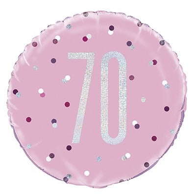 Pink and Silver Prismatic 70th Birthday Foil Balloon (18 Inch)