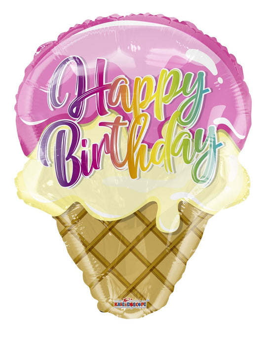 Happy Birthday Ice Cream Cone Balloon 18 Inch