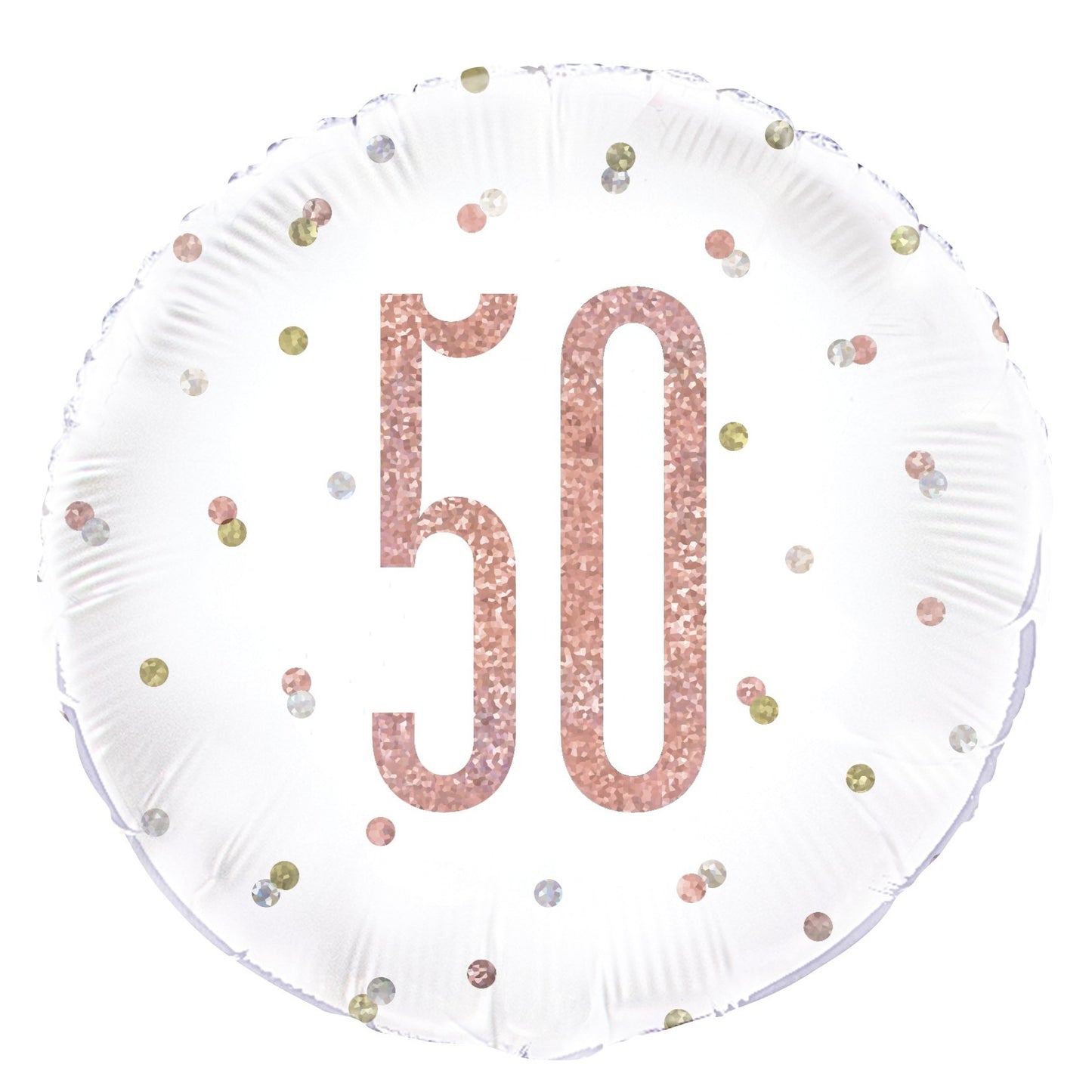 Rose Gold and White Prismatic 50th Foil Balloon (18 Inch)