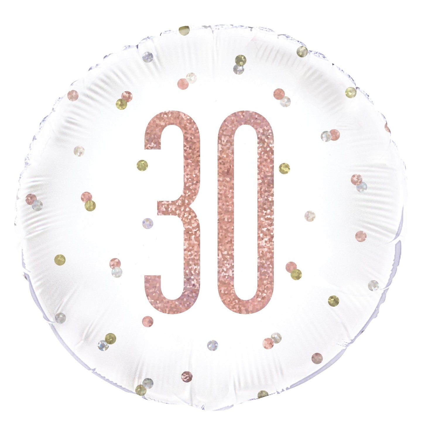 Rose Gold and White Prismatic 30th Foil Balloon (18 Inch)