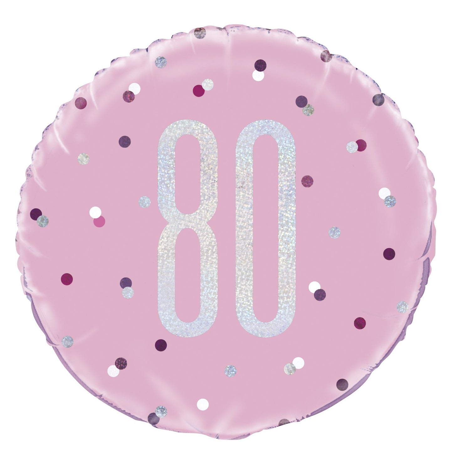 Pink and Silver Prismatic 80th Birthday Foil Balloon (18 Inch)