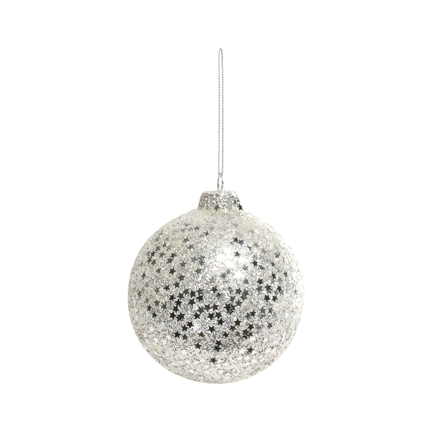 Silver Star Glass Bauble (Dia8cm)