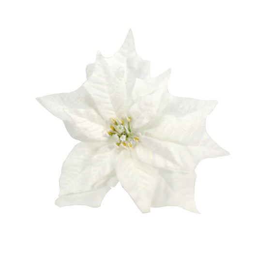 Snowy White Poinsettia with Clip (Dia25cm)