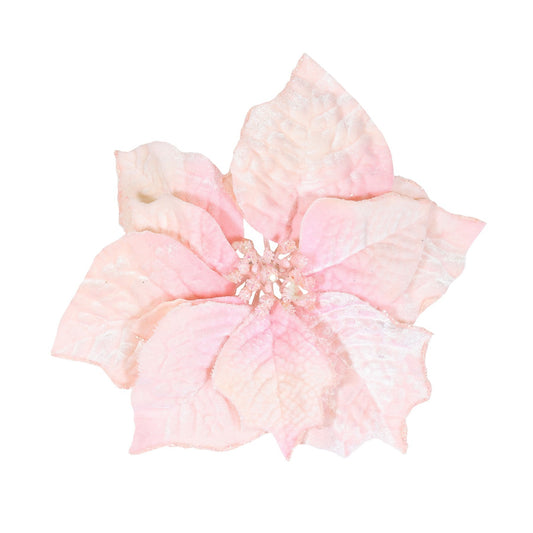 Pink Velvet Poinsettia with Clip (Dia25cm)