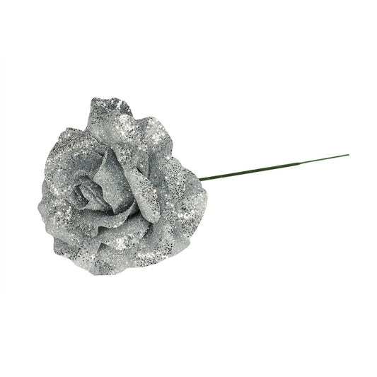 Silver Glitter Rose (Dia21cm)