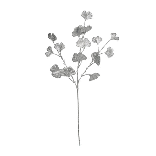 Silver Ginkgo Glitter Stem (H70cm)