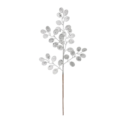 Silver Glitter Eucalyptus Stem (H61cm)