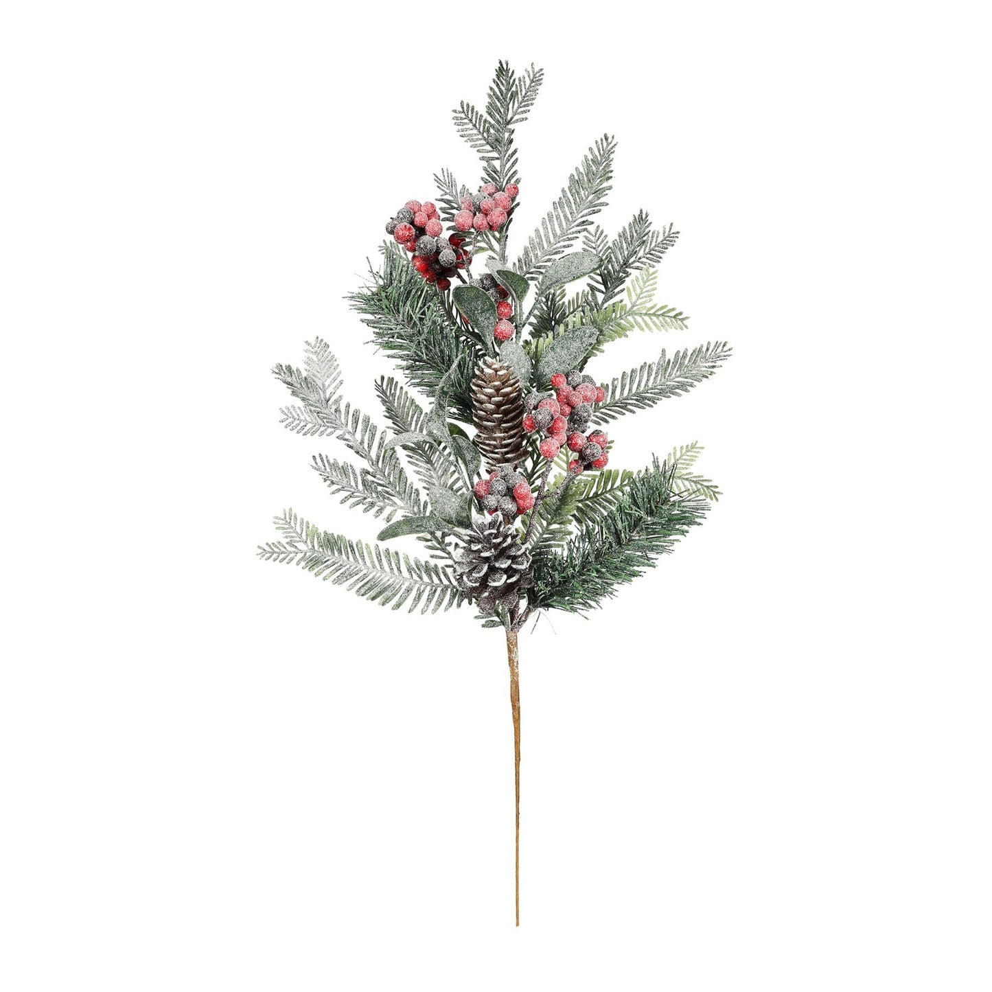 Frosted Christmas Foliage   Red Berry Pick (H50cm)