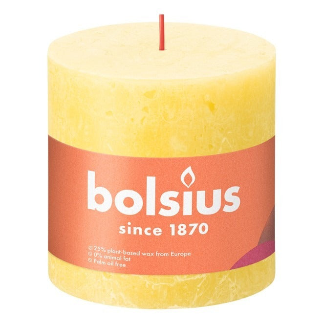 Sunny Yellow Bolsius Rustic Shine Pillar Candle (100 x 100mm)