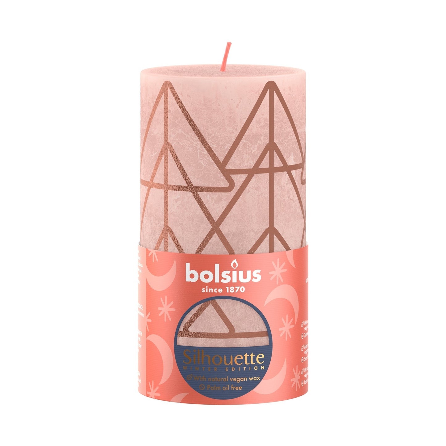 Bolsius Pink and Print Rustic Silhouette Candle (130mm x 68mm)