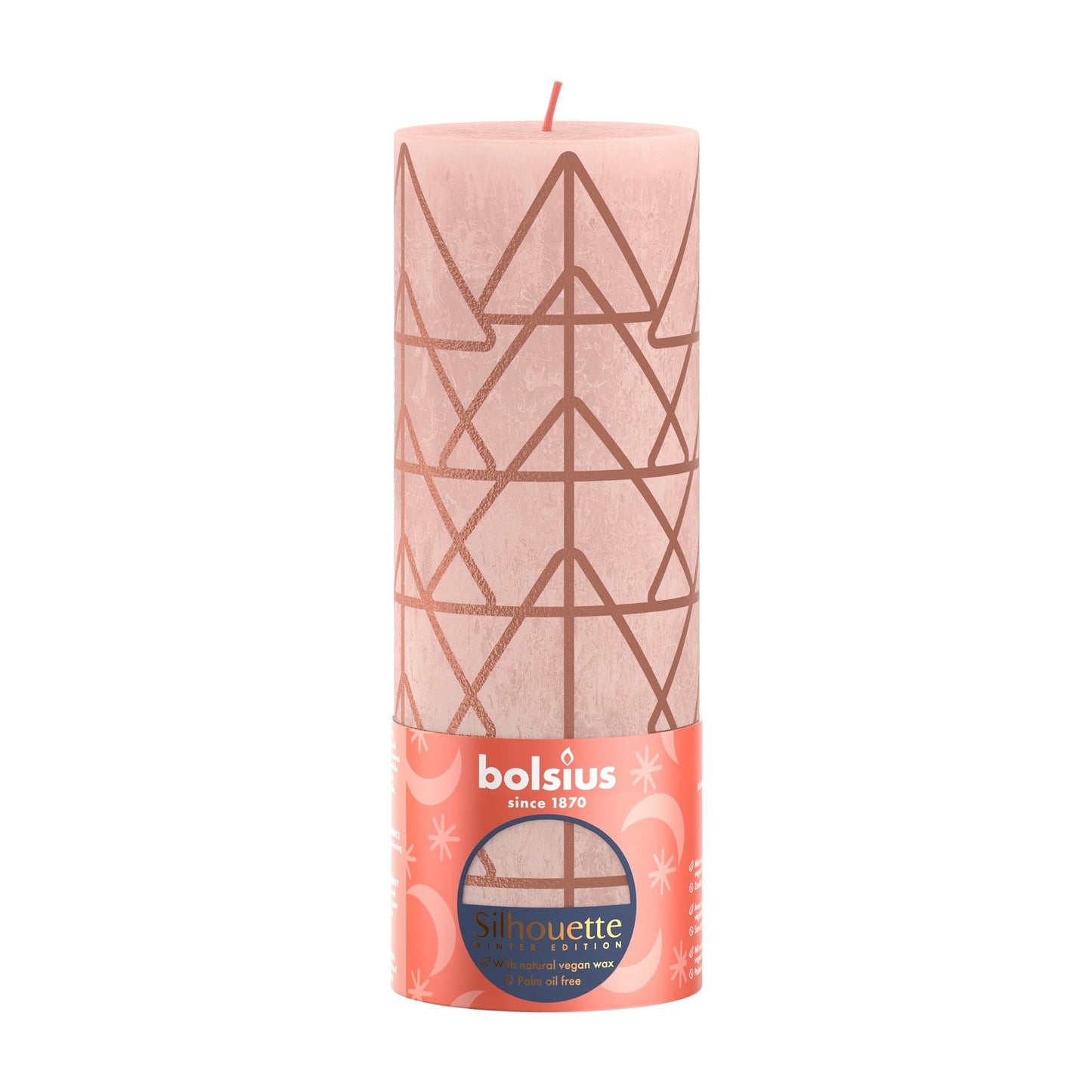 Bolsius Pink   Print Rustic Silhouette Candle (190mm x 68mm)