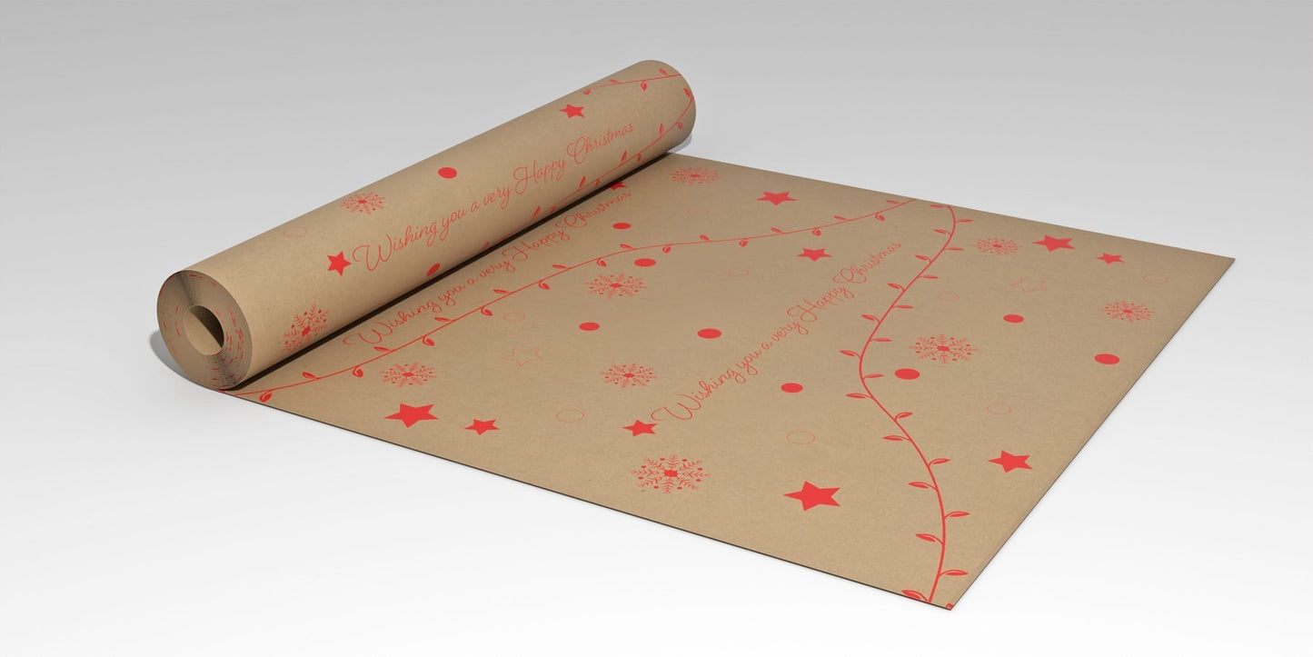 Wishing You a Happy Christmas Kraft Paper (50cmx100m)