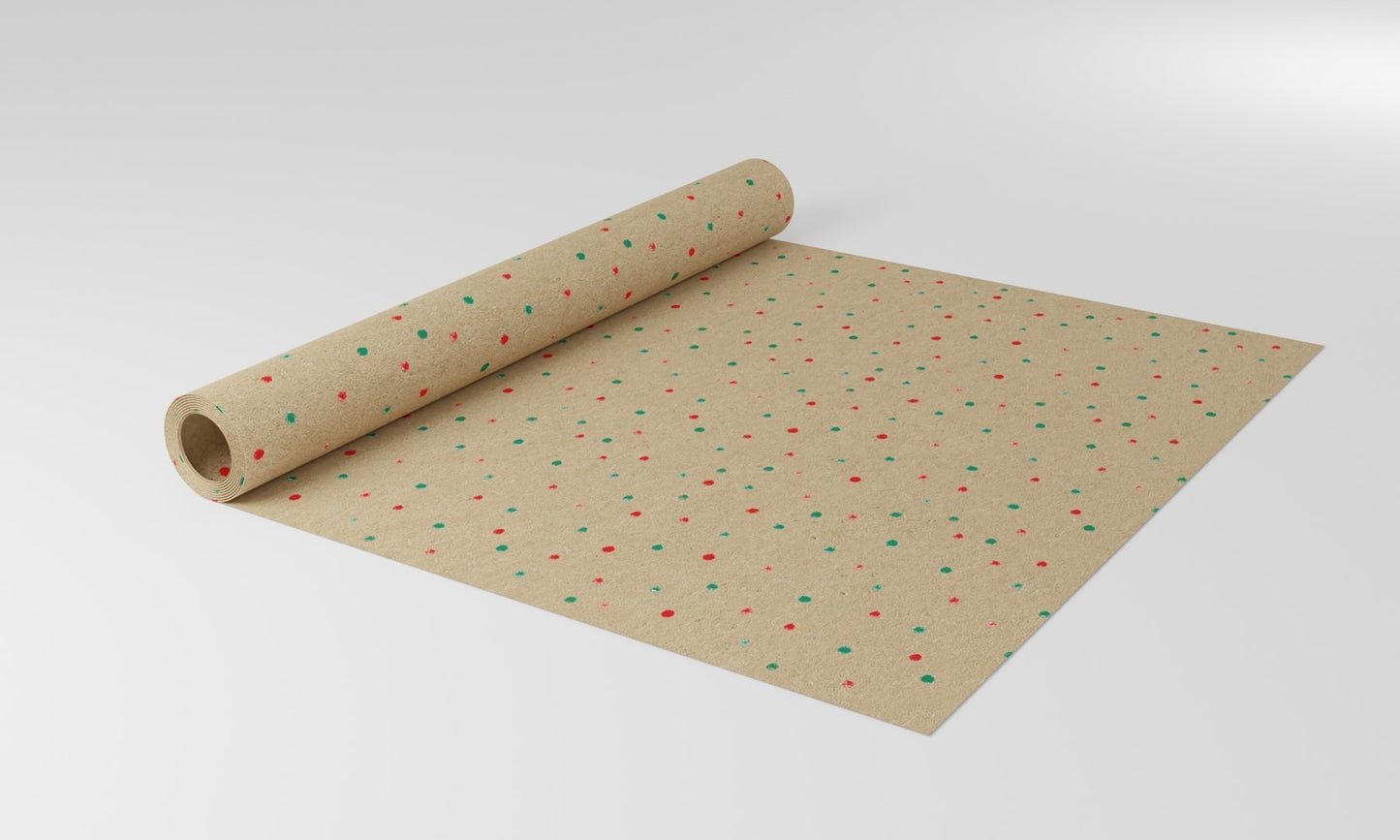 Nat Kraft Red/Green Dots Paper (50cmx100m)