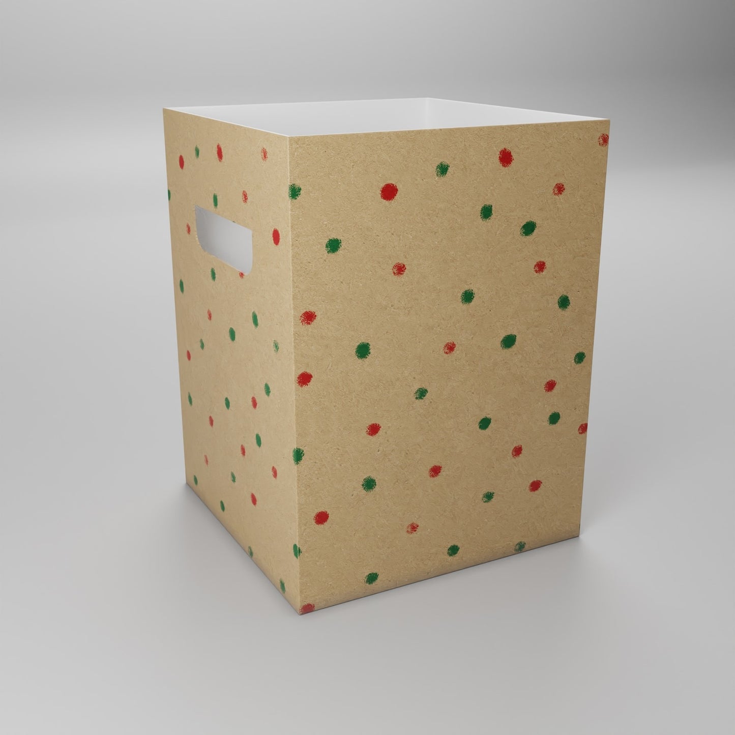 Gold with Green & Red Dots Flower Box (18x18x24.5cm) (x10)