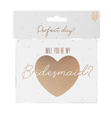 Gold   white Bridesmaid Cards (Pack of 5)