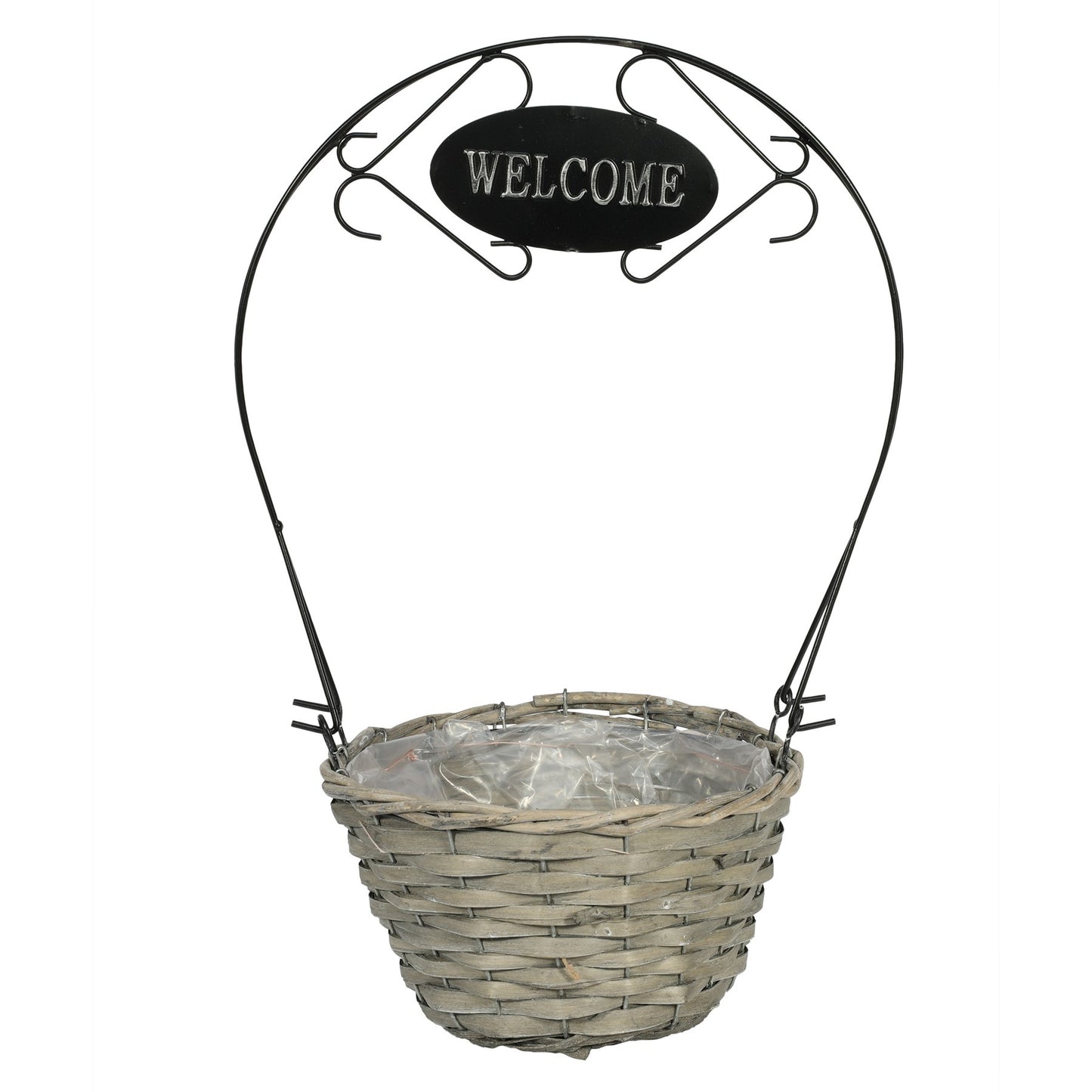 Grey Basket with Welcome Sign (23cm)