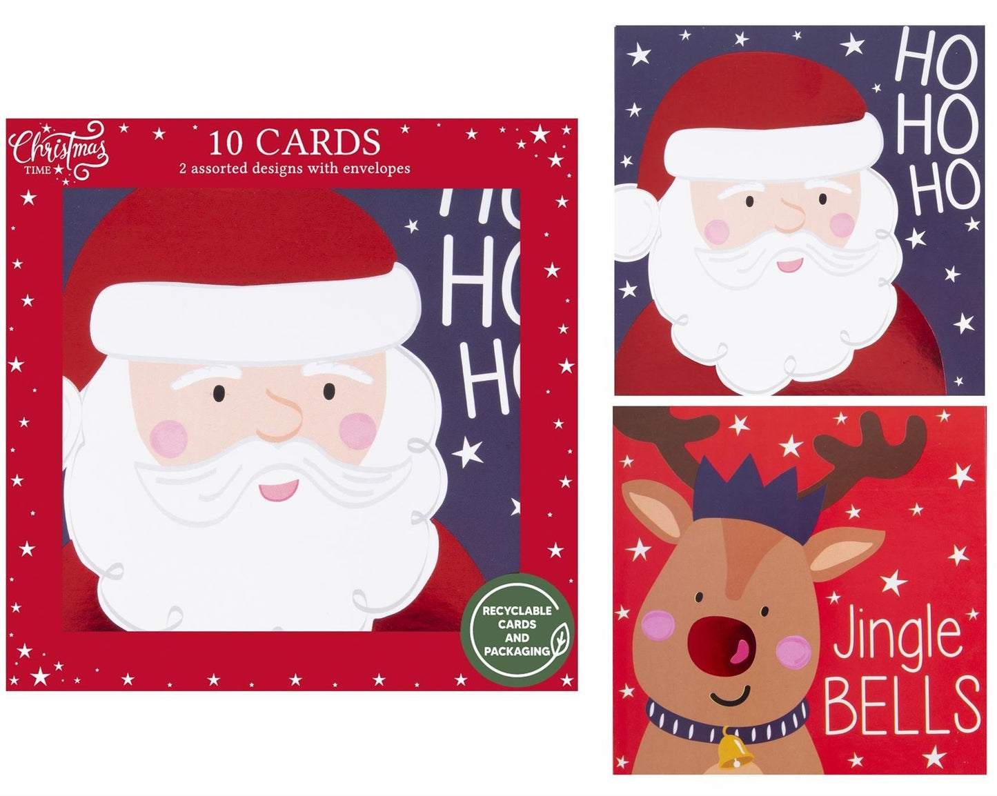 Santa   Rudolf Cards (Pack of 10)