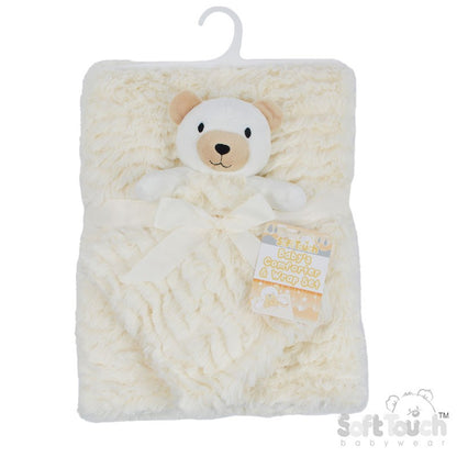 Soft Touch Cream Bear Comforter & Wrap Set