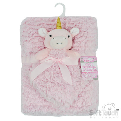 Soft Touch Lavender Pink Unicorn Comforter & Wrap Set