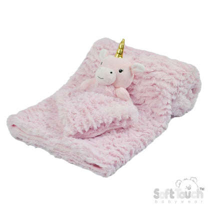 Soft Touch Lavender Pink Unicorn Comforter & Wrap Set