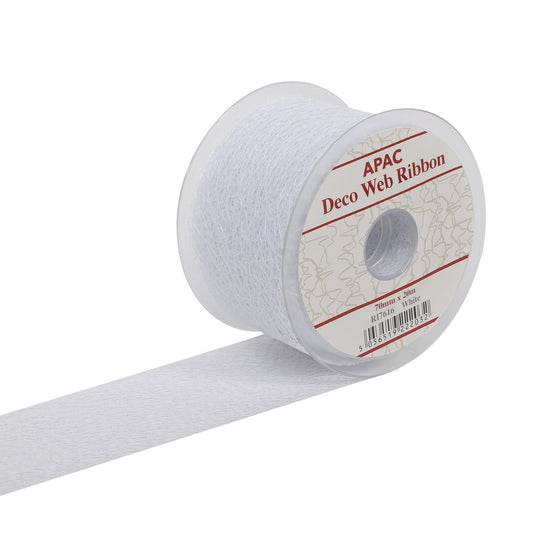 White Deco Web Ribbon (70mm x 20m)