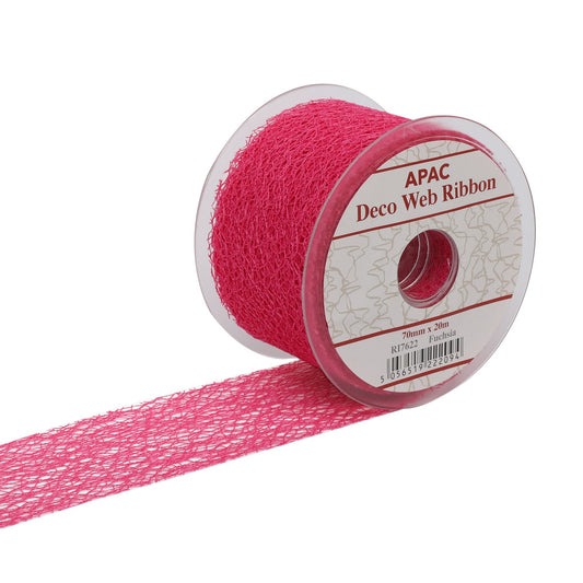 Fuchsia Deco Web Ribbon (70mm x 20m)