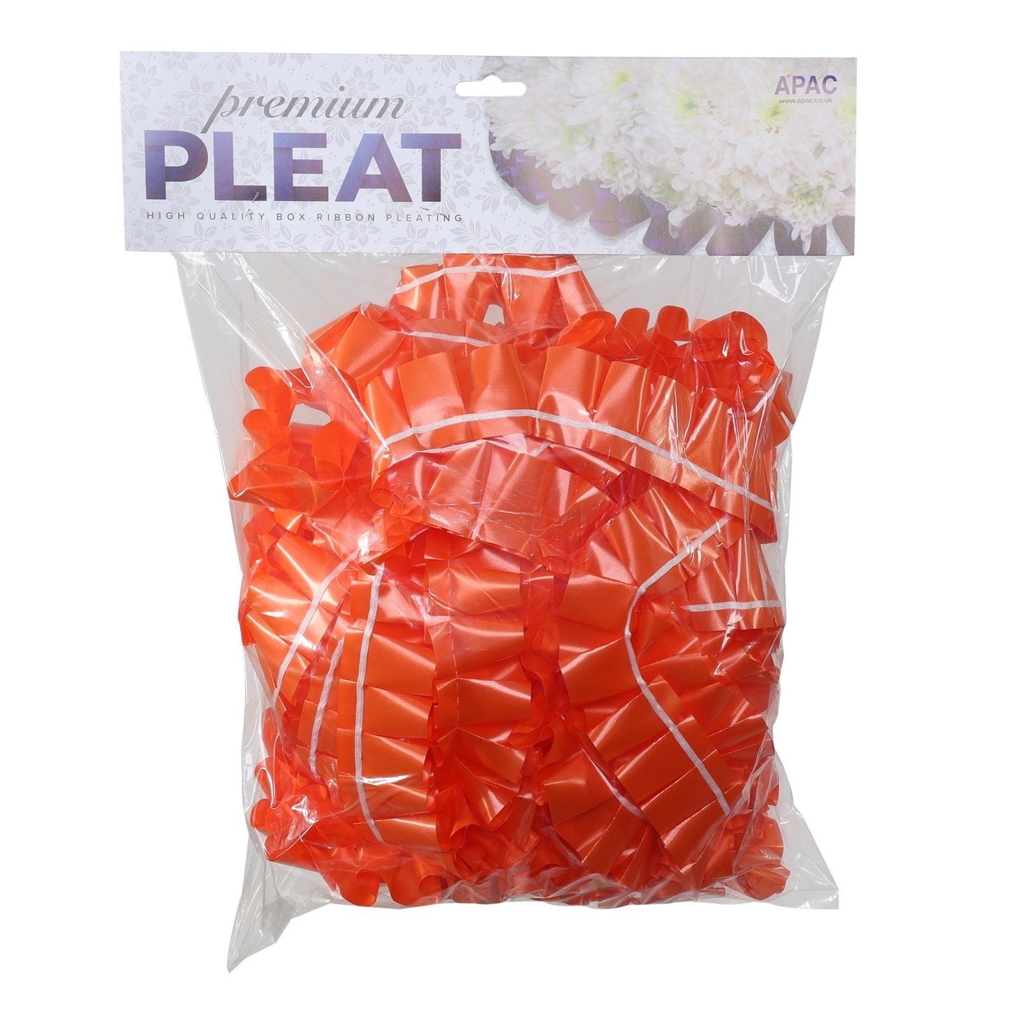 Premium Orange Pleat Ribbon (50mm x 10m)