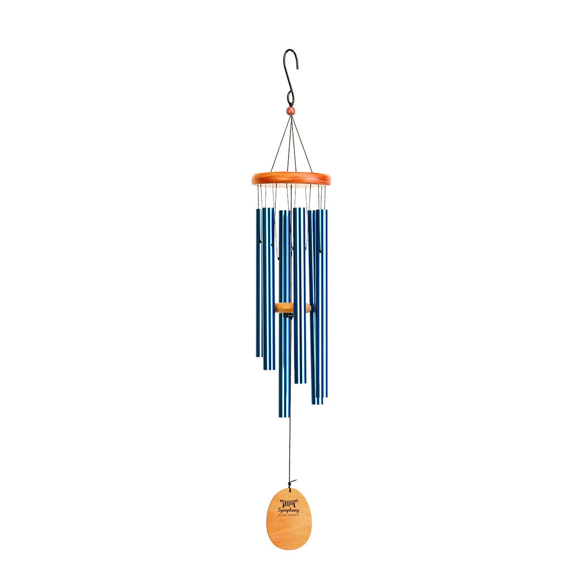 Wood and Aluminium Wind Chime with Blue Finish (91cm)