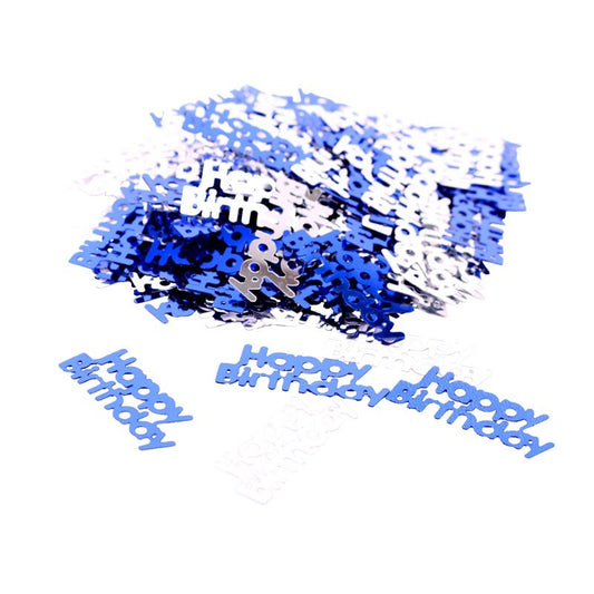 Blue and Silver Happy Birthday Confetti