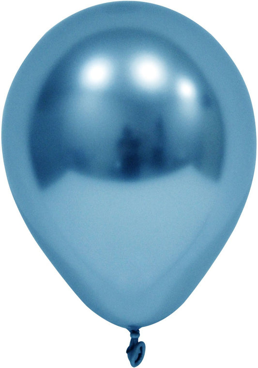 Blue Chrome Round Shape Latex Balloon - 6 inch (Pk 50)