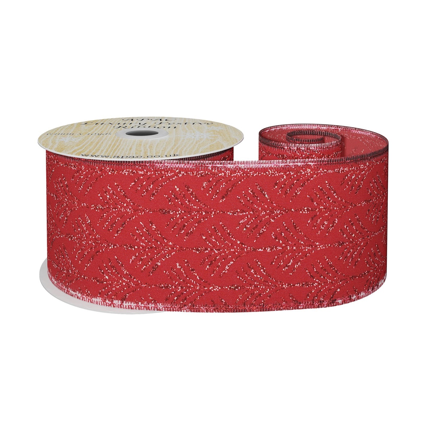 Red Glitter Palm Ribbon (63mm x 10yds)