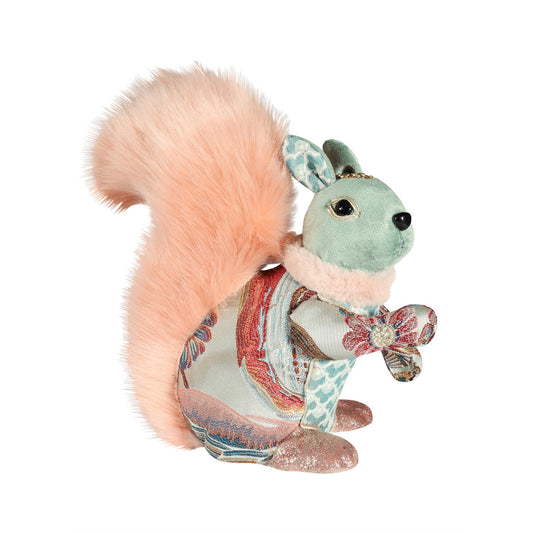 Sage Green   Pink Embroidered Squirrel (22.5cm)