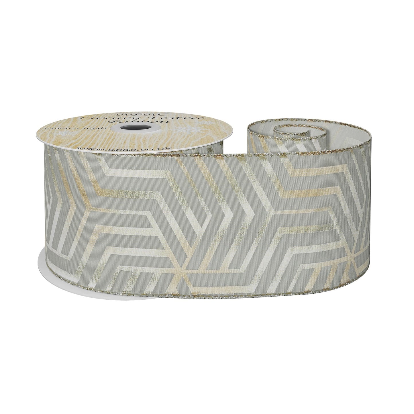 Geometric Gold Metallic Ribbon (63mm x 10yd)