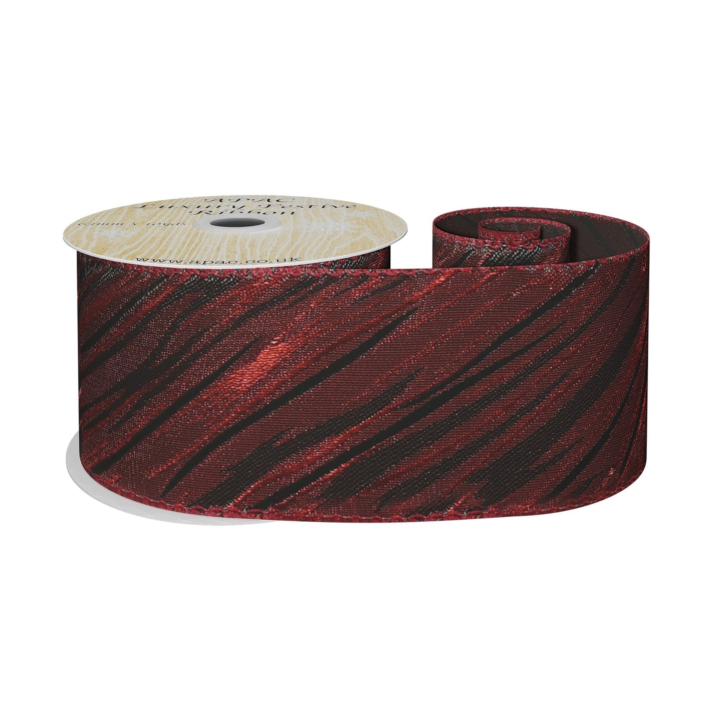 Red and Black Shimmer Zebra Print Ribbon (63mm x 9m)