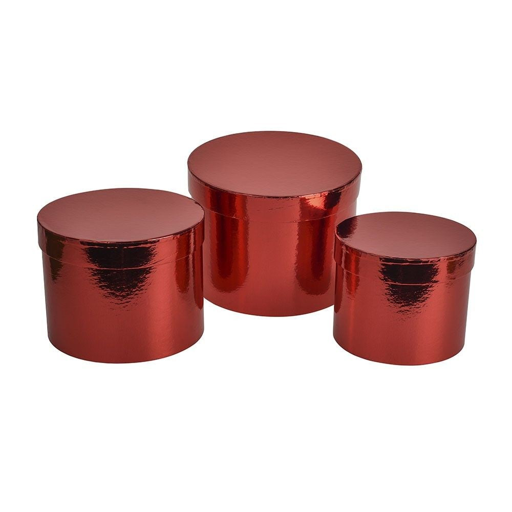 Metallic Red Hat Box (set of 3)