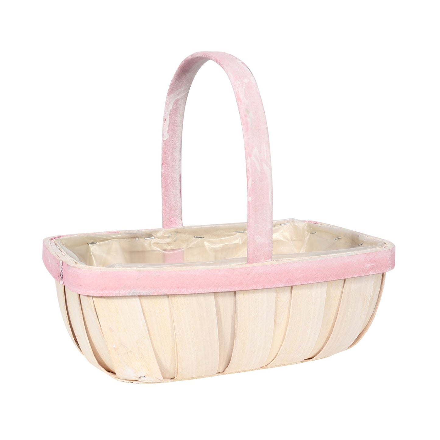 Large White Trug with Pink Rim 27.5cm