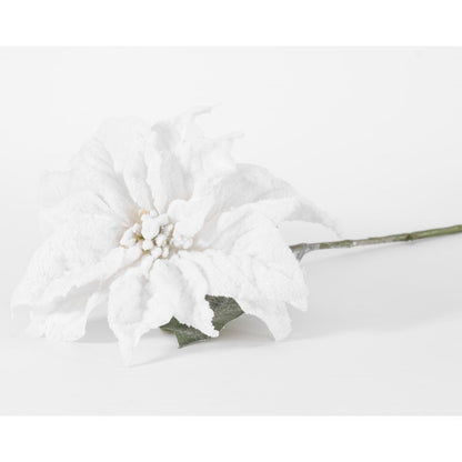 70cm PES Single Poinsettia with 2 Lvs White (12/120)