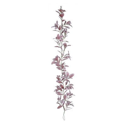 Burgundy Glitter Flocked Lambs Ear Garland