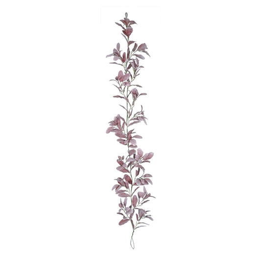 Burgundy Glitter Flocked Lambs Ear Garland