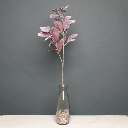 Large Burgundy Glitter Flocked Lambs Ear Stem