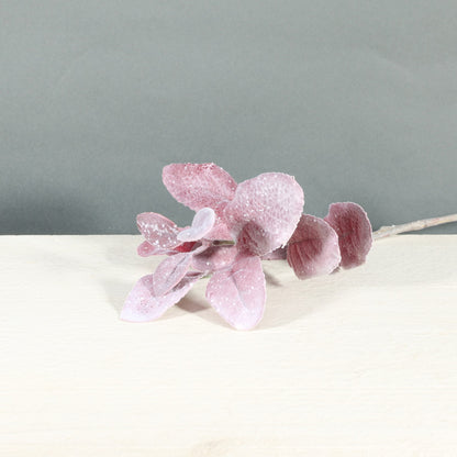 Small Burgundy Glitter Flocked Lambs Ear Stem